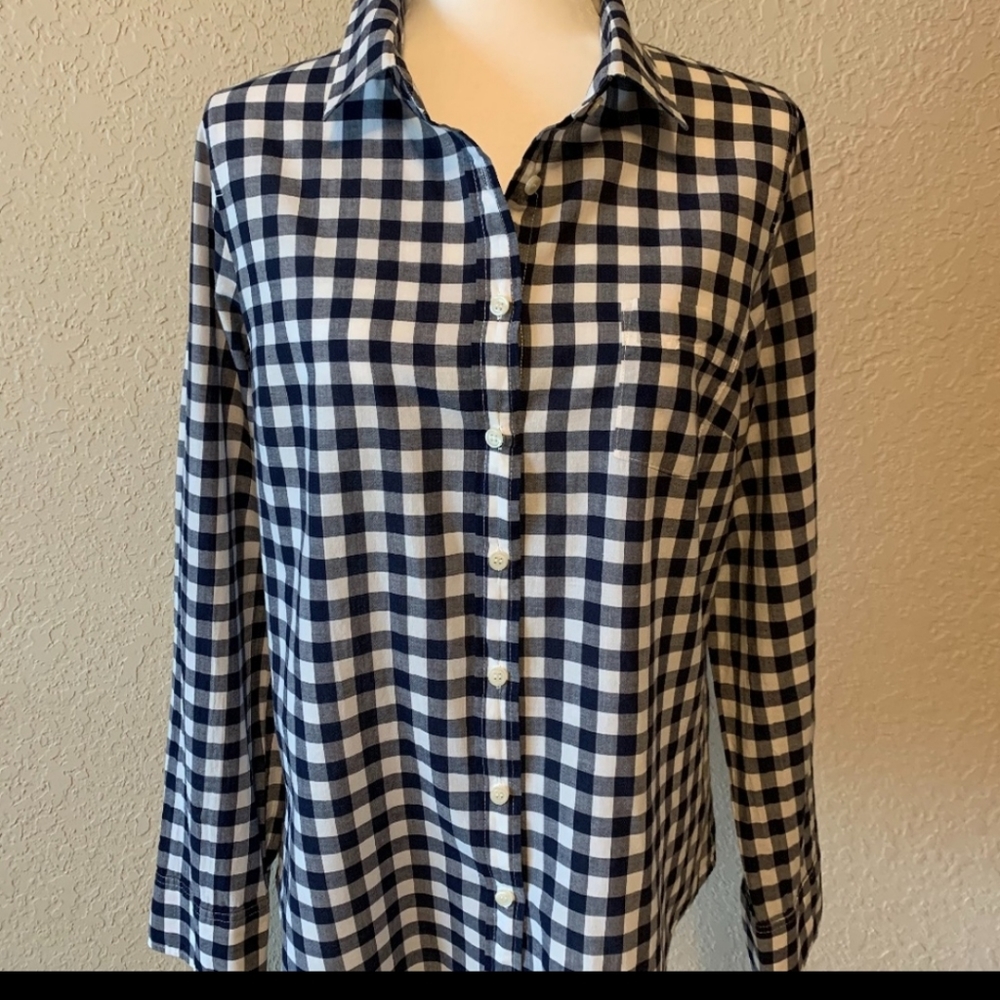 J. Crew Navy & White Gingham Shirt
